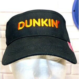 Dunkin Doughnuts Employee Black Adjustable Sun Visor Hat With Embroidered Logo &